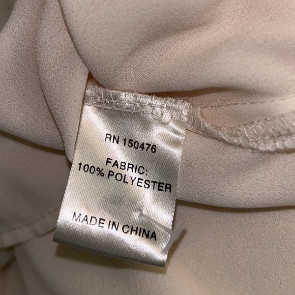 Crosby by Mollie Burch Blush Pink Semi Sheer Ruffle Neck Puff Sleeve Blouse - L - Picture 10 of 11